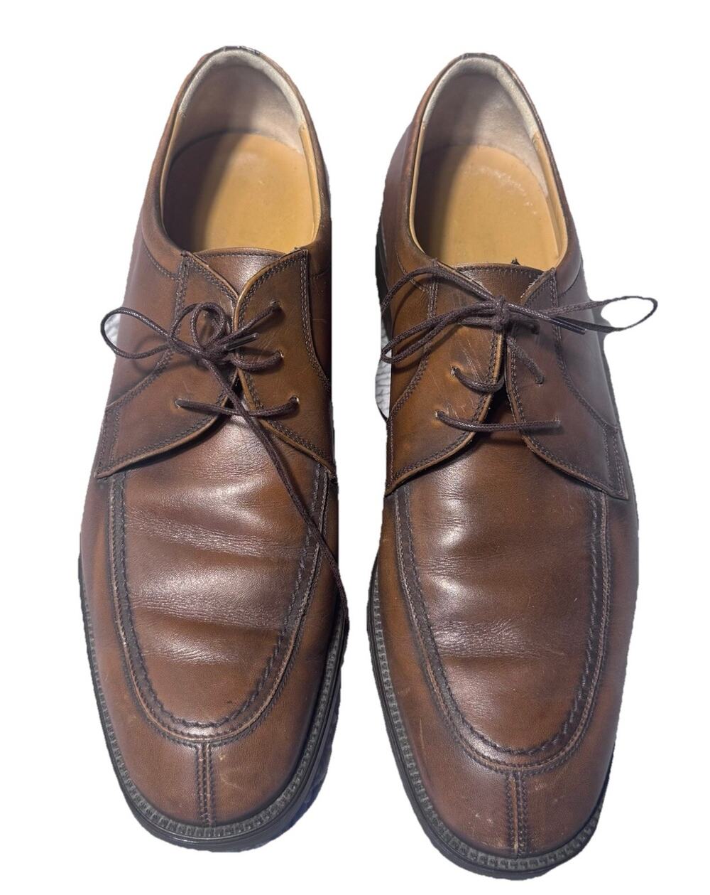Salvatore Ferragamo Chunky Sole Leather Lace Shoes Brown Italy Men's Size 9 D